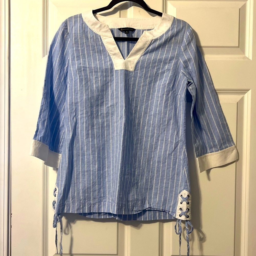 Brooks Brothers Lace-up Side Striped Blouse